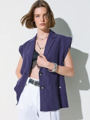 Liu Jo Linen-blend Waistcoat purpurowy