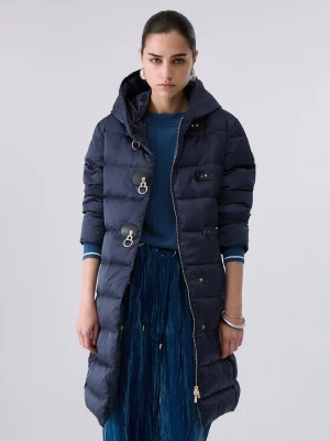 Liu Jo Long Down Jacket With Hood Dark Blue
