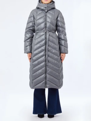 Liu Jo Long Down Jacket With Hood Steel