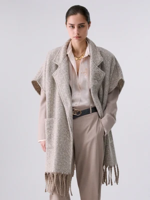Liu Jo Long Jacquard Poncho szary