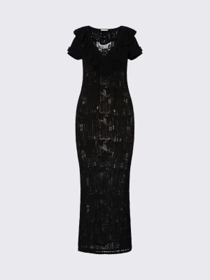 Liu Jo Long Lace Dress With Ruffles