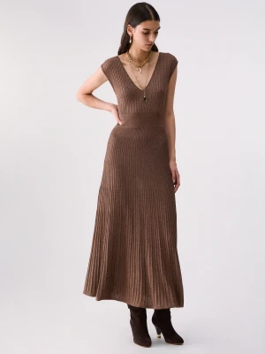 Liu Jo Long Lurex Dress brązowy