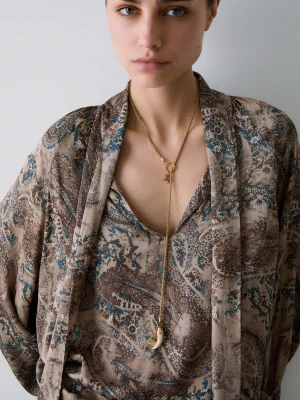 Liu Jo Long Necklace With Horn Charms biały