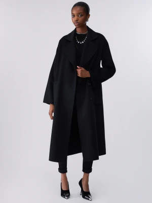 Liu Jo Long Oversized Wool Coat czarny
