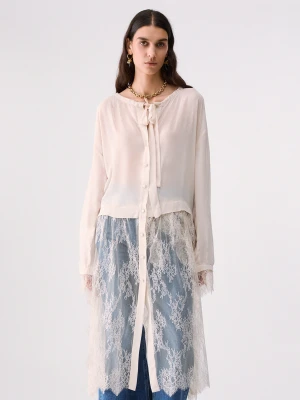 Liu Jo Long Shirt With Lace Details biały