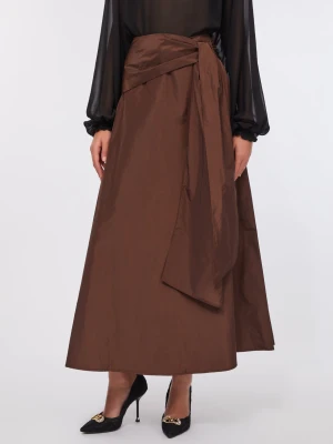 Liu Jo Long Taffeta Skirt Dark Brown
