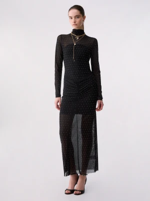 Liu Jo Long Tulle Dress With Rhinestones czarny