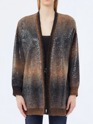 Liu Jo Longline Cardigan With Sequins brązowy