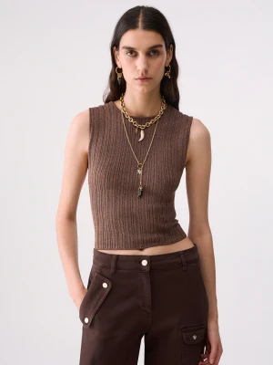 Liu Jo Lurex Wrap Top brązowy