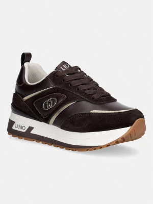 Liu Jo MAXI WONDER 97 sneakersy damskie skórzane brązowy