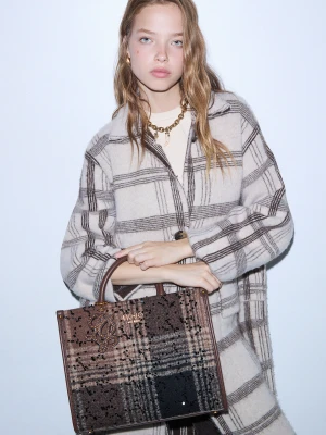 Liu Jo Medium Bag Checked With Sequins Dark Brown
