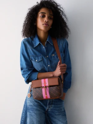 Liu Jo Medium Crossbody Bag With Charm brązowy