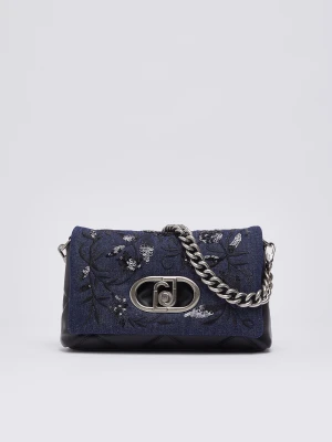 Liu Jo Medium Lapuffy Bag In Embroidered Denim