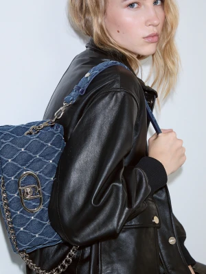 Liu Jo Medium Lapuffy Denim Bag Blue Denim