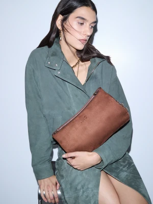 Liu Jo Medium Microfiber Crossbody Bag Tobacco Brown
