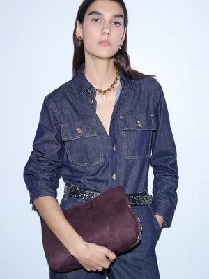 Liu Jo Medium Microfiber Crossbody Bag Aubergine
