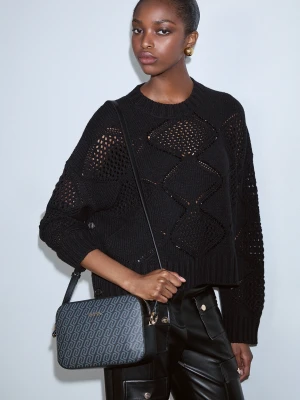 Liu Jo Medium Monogram Crossbody Bag czarny