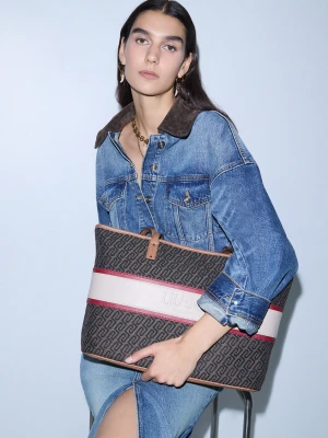 Liu Jo Medium Monogram Tote Bag Dark Brown
