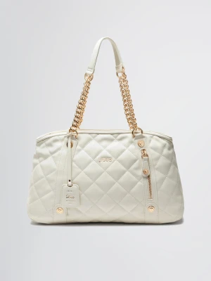 Liu Jo Medium Quilted Tote Bag With Charm Cream