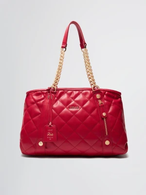 Liu Jo Medium Quilted Tote Bag With Charm czerwony