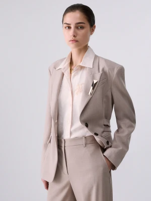Liu Jo Mélange Blazer With Buckles beżowy