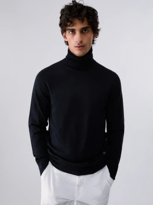 Liu Jo Merino Wool Turtleneck Sweater Dark Blue