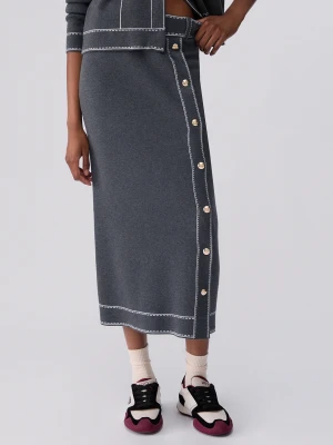 Liu Jo Midi Skirt In Silk Blend szary