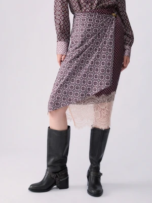 Liu Jo Midi Skirt With Lace Details Aubergine