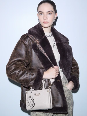 Liu Jo Mini Bag With Jacquard Shoulder Strap biały