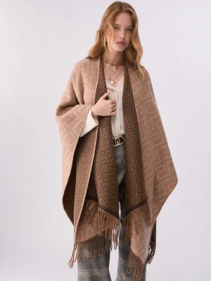 Liu Jo Monogram Jacquard Poncho Camel