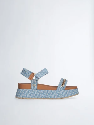 Liu Jo Monogram Platform Sandals niebieski