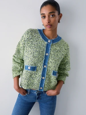 Liu Jo Mouliné Cardigan With Bejewelled Buttons