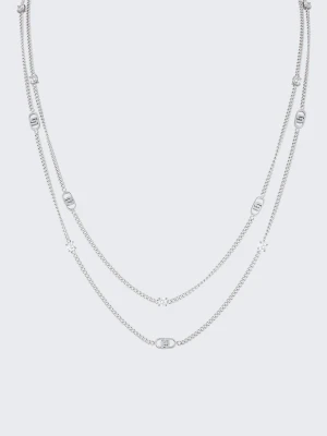 Liu Jo Multi-strand Necklace With Diamantés srebrny