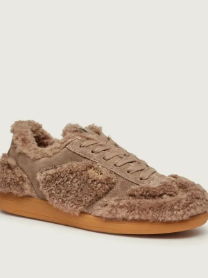 Liu Jo Ocieplane sneakersy Connor 01 | shearling | zamsz beżowy
