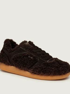 Liu Jo Ocieplane sneakersy Connor 01 | shearling | zamsz brązowy