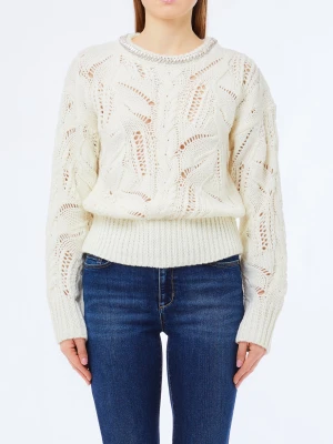 Liu Jo Openwork Jumper With Gemstones White Wool