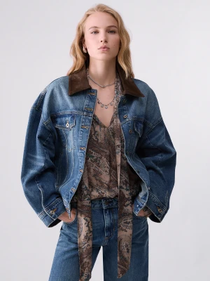 Liu Jo Oversized Denim Jacket Blue Denim