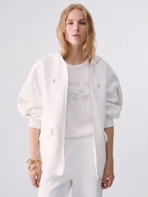Liu Jo Oversized Hooded Jacket White Wool