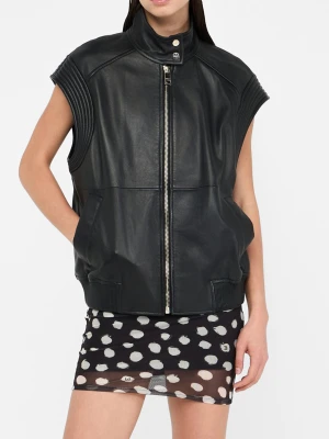 Liu Jo Oversized Leather Gilet czarny