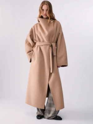 Liu Jo Oversized Wool Coat beżowy