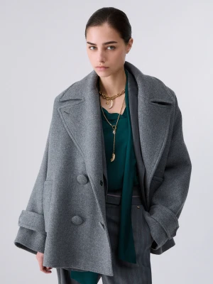 Liu Jo Oversized Wool Coat Grey Mélange