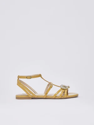 Liu Jo Patent Leather Sandals With Bejewelled Logo