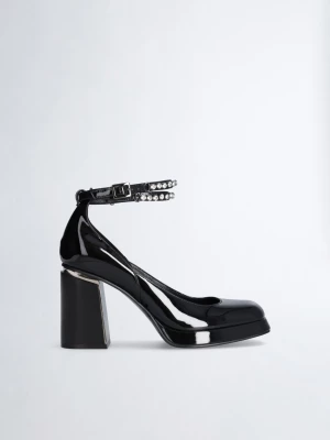 Liu Jo Patent Leather Wide Heel Court Shoes LIUJO