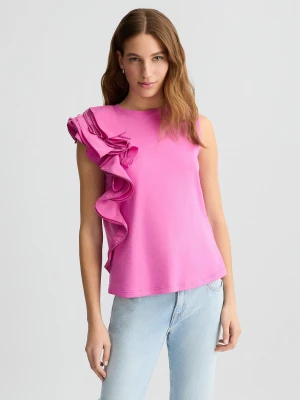 Liu Jo Peony Pink T-shirt With Flounced Detailing LIUJO