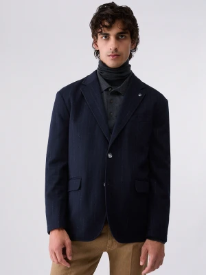 Liu Jo Pinstripe Relaxed Fit Jacket Dark Blue