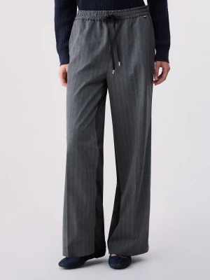 Liu Jo Pinstriped Trousers Bimateriale Dark Grey