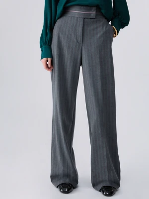 Liu Jo Pinstriped Trousers In A Wool Blend Dark Grey