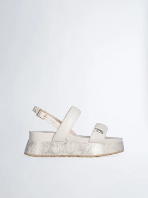 Liu Jo Platform Sandals With Jewel Stones biały