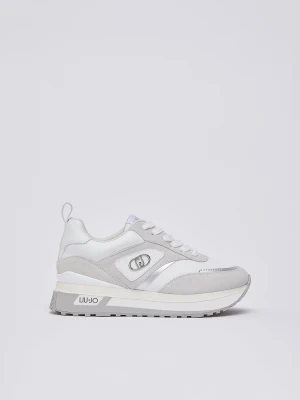Liu Jo Platform Sneakers In Suede And Leather biały