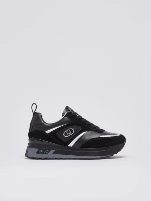 Liu Jo Platform Sneakers In Suede And Leather czarny
